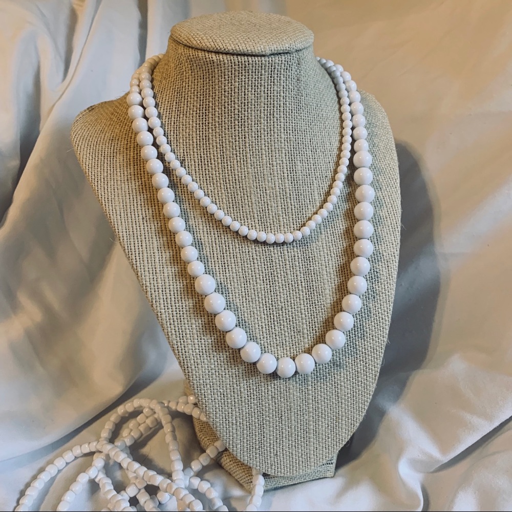 White Graduated Bead Necklace
